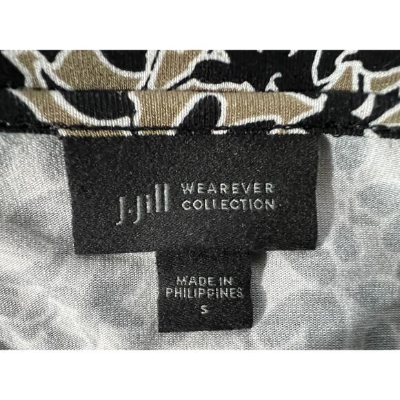J. JILL WOMENS TOP SZ SMALL V-NECK FLORAL PRINT WEAREVER COLLECTION BLACK BROWN - Picture 3 of 10